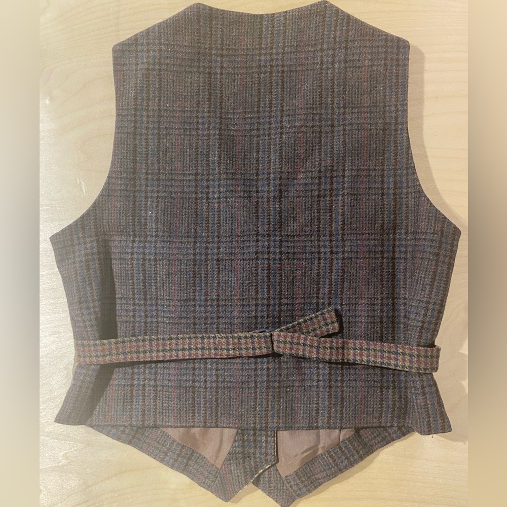 International Scene Wool Plaid Patchwork Vest Mad… - image 7